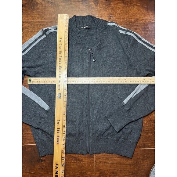 LEIMERE Full Zip Long Sleeve Sweater Gray Sz Large - Picture 2 of 5